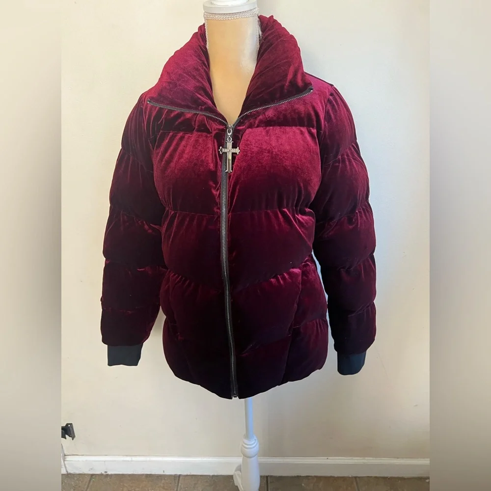 Killstar deadliest nightvelvet puffer jacket in red size extra large XL - Picture 3 of 7